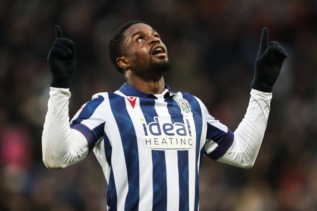 Josh Maja celebrates his goal to make it 3-0 during the Sky Bet Championship match West Bromwich Albion vs Preston North End at The Hawthorns