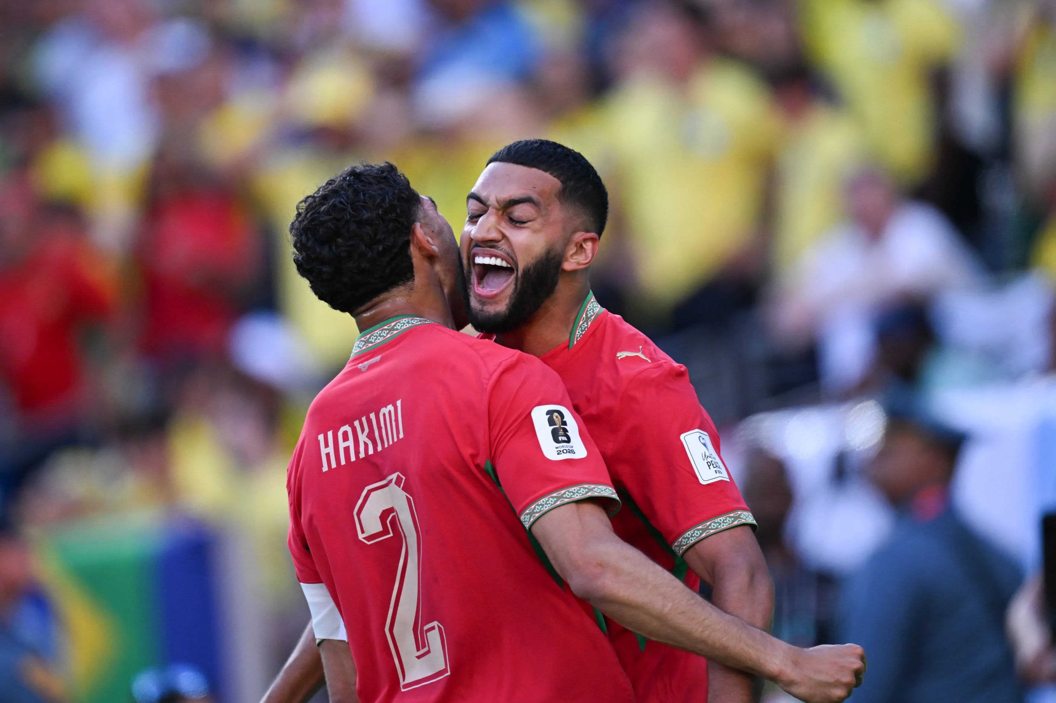 Ismael Saibari celebrates Morocco’s goal at 2026 World Cup