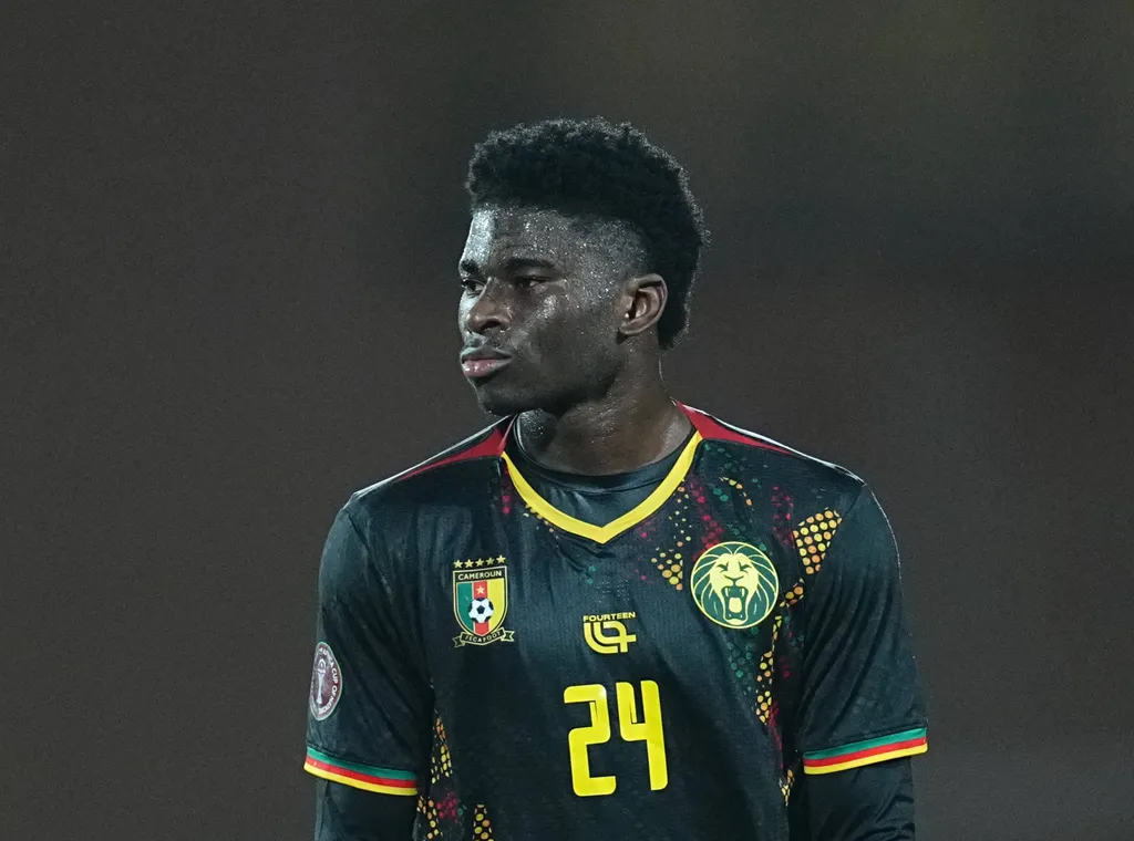 Baleba Carlos Noom Quomah looks on during the Africa Cup Of Nations match between Ivory Coast and Cameroon