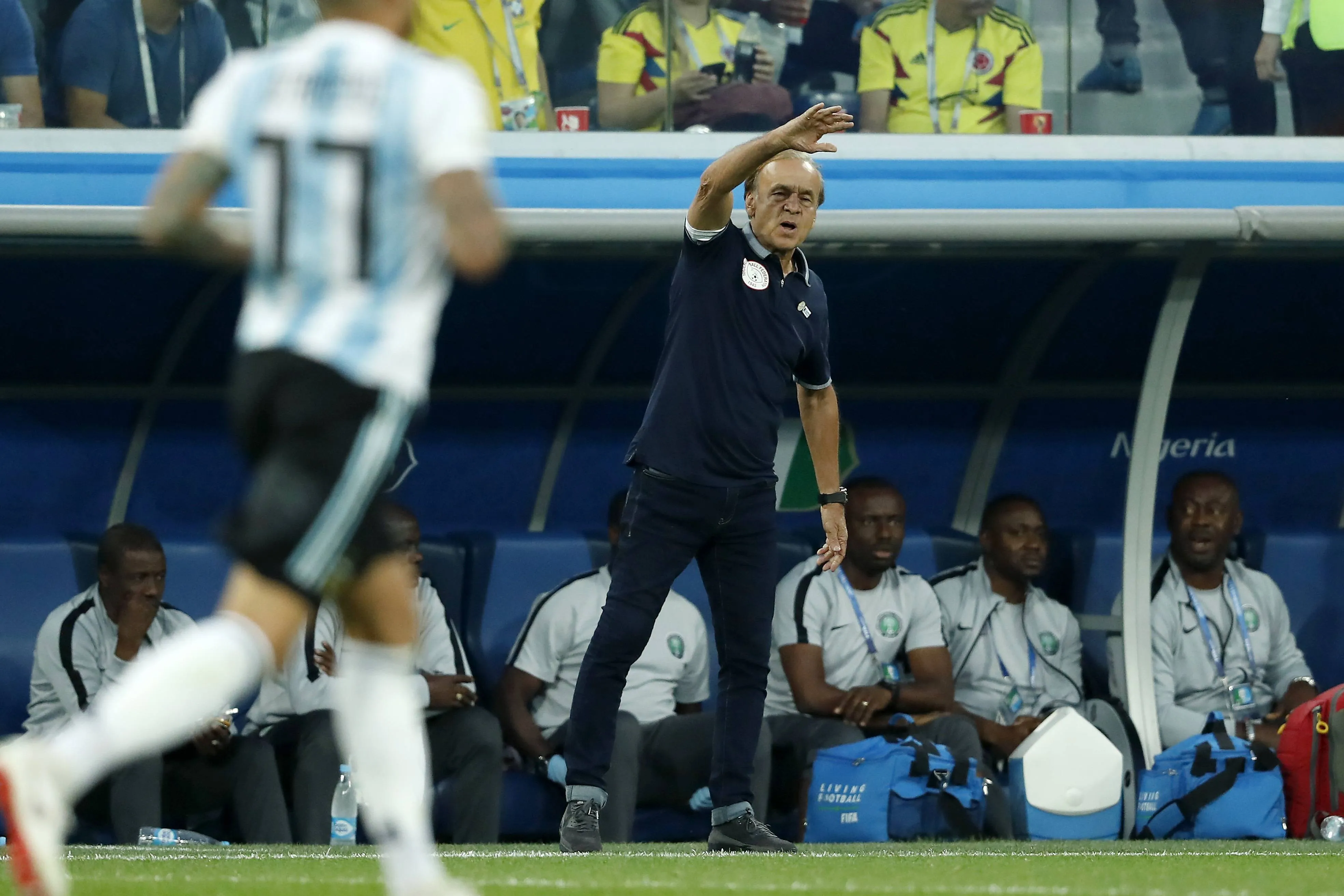 Nigeria coach Gernot Rohr during the 2018 FIFA World Cup group D match between Nigeria and Argentina