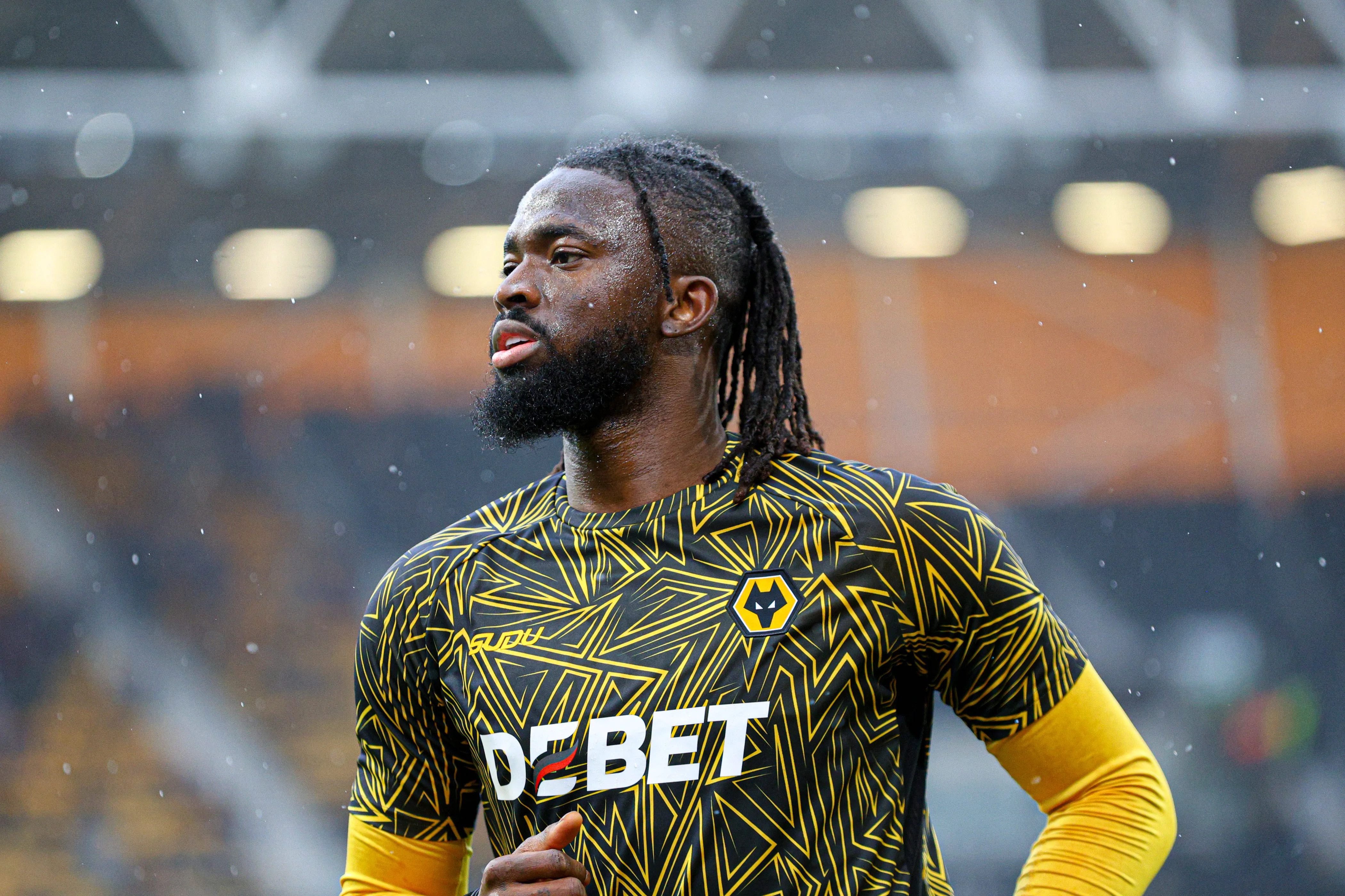 Tolu Arokodare of Wolves warms up during the Premier League football match
