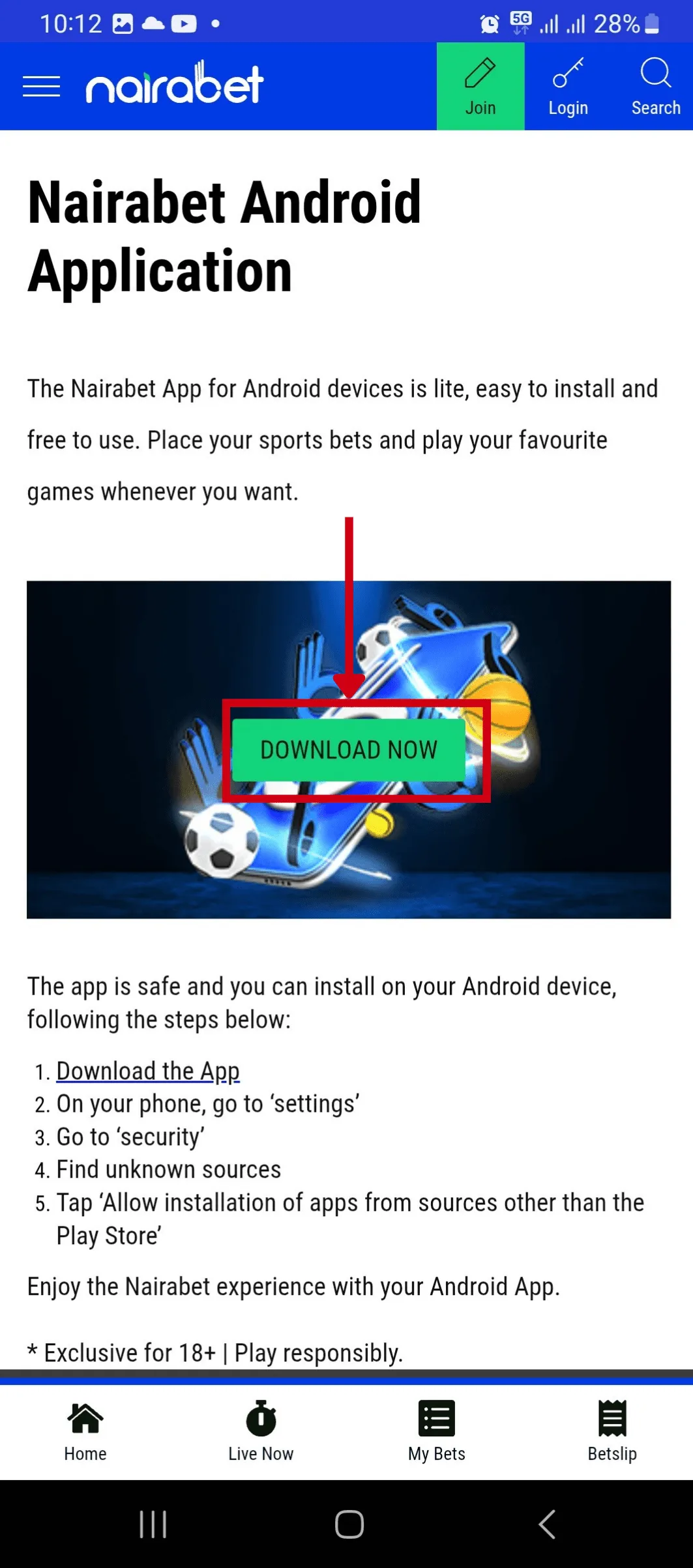 Download Nairabet App for Android & iOS 2026