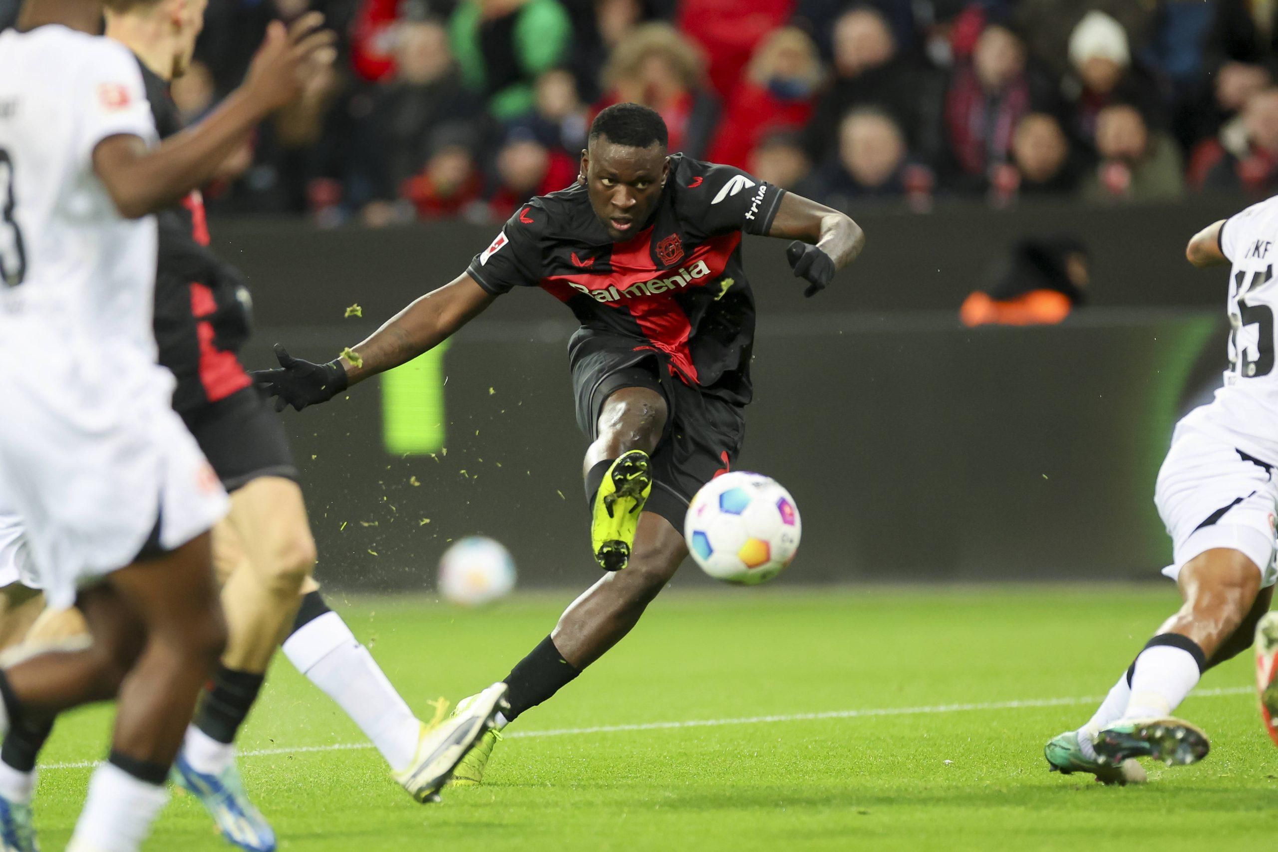Victor Boniface scores for Bayer 04 Leverkusen