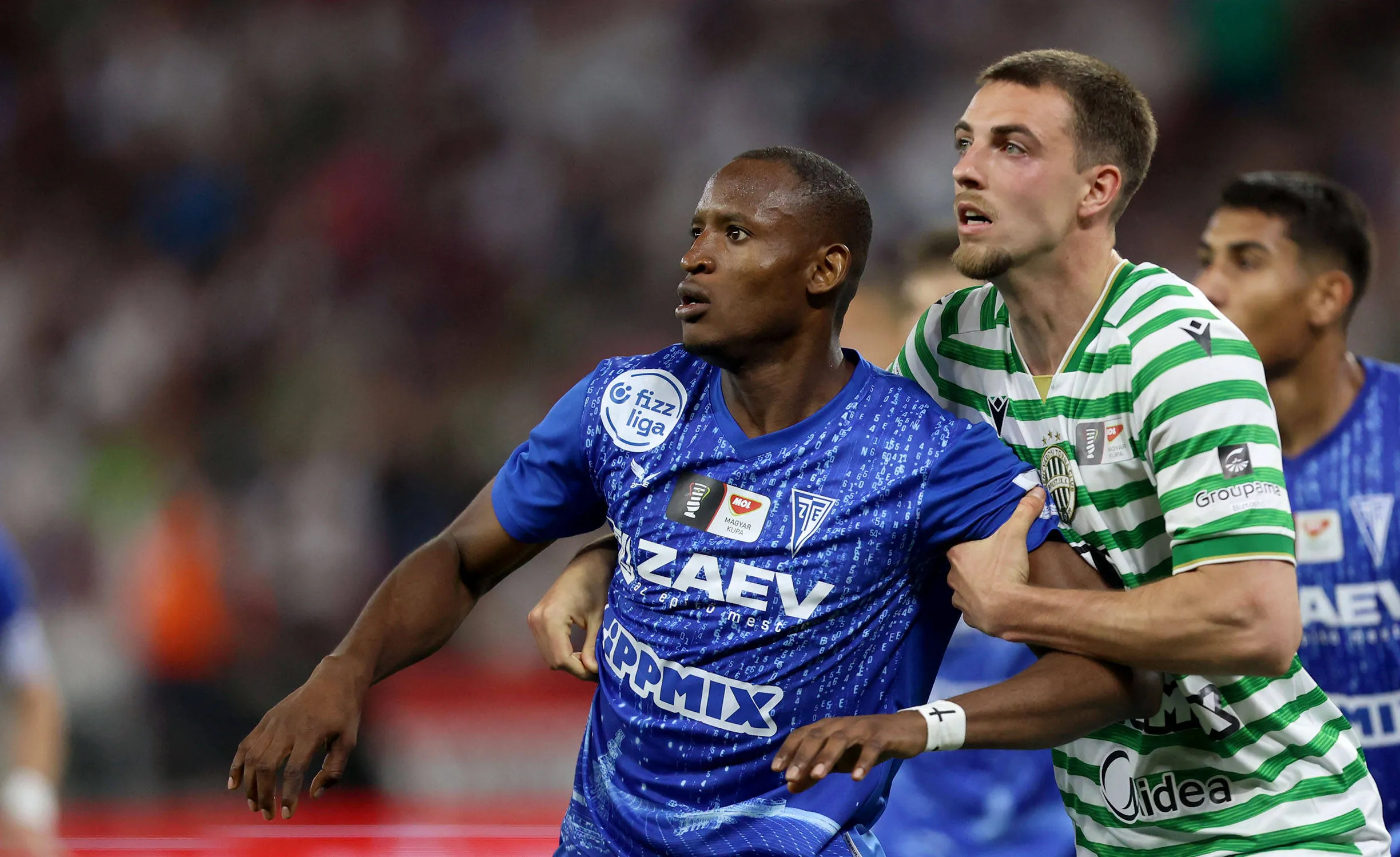 Akpe Victory of ZTE/Zalaegerszegi and Toon Raemaekers of Ferencvarosi 