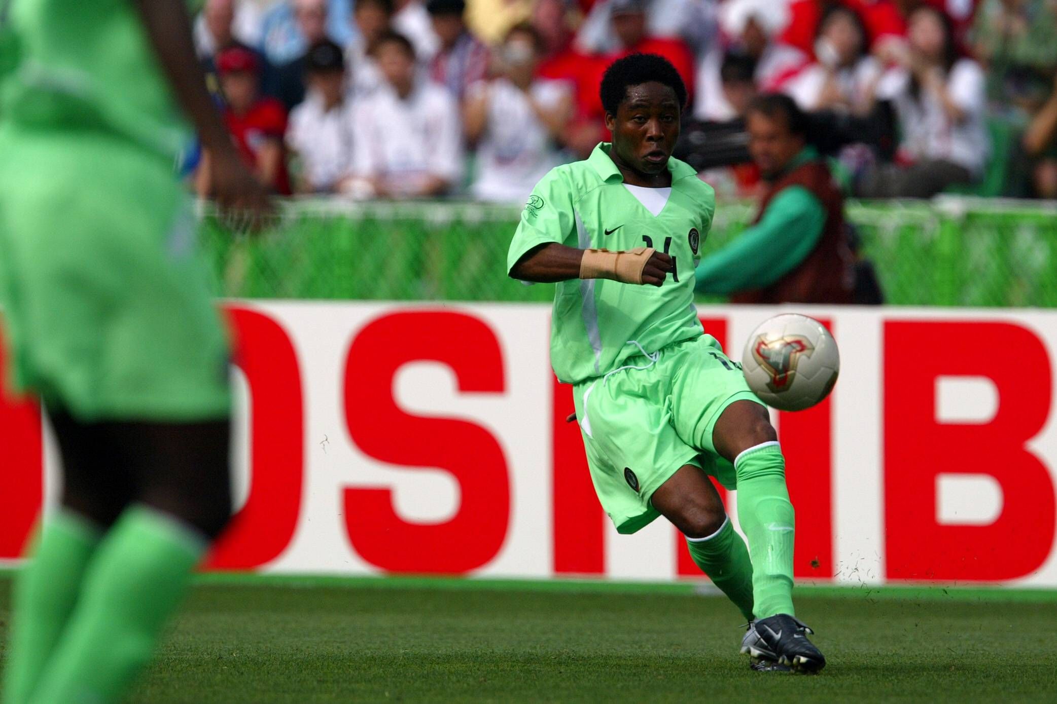 Ifeanyi Udeze in action for the Super Eagles of Nigeria at the 2002 FIFA World Cup