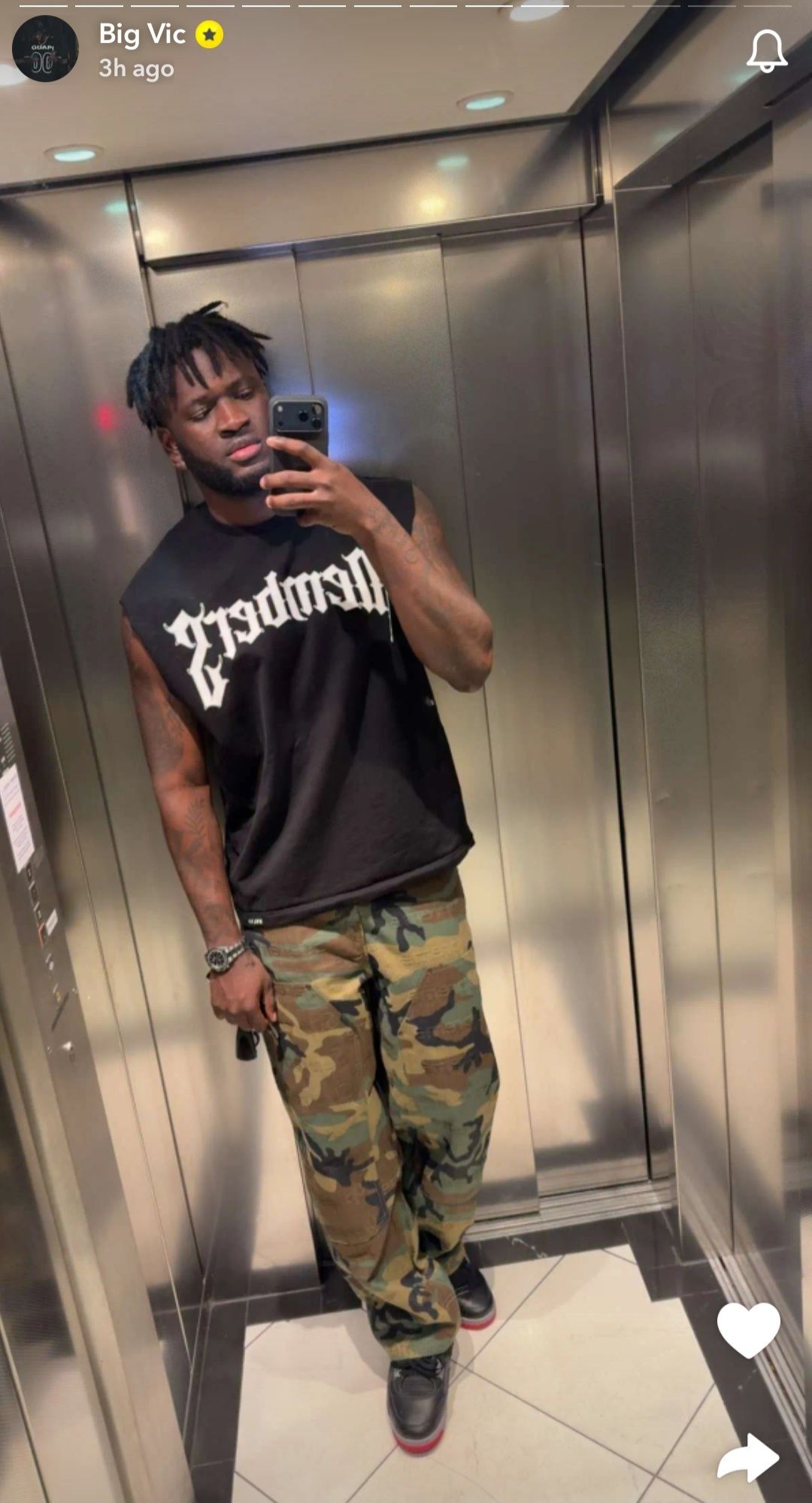 Victor Boniface post of Snapchat