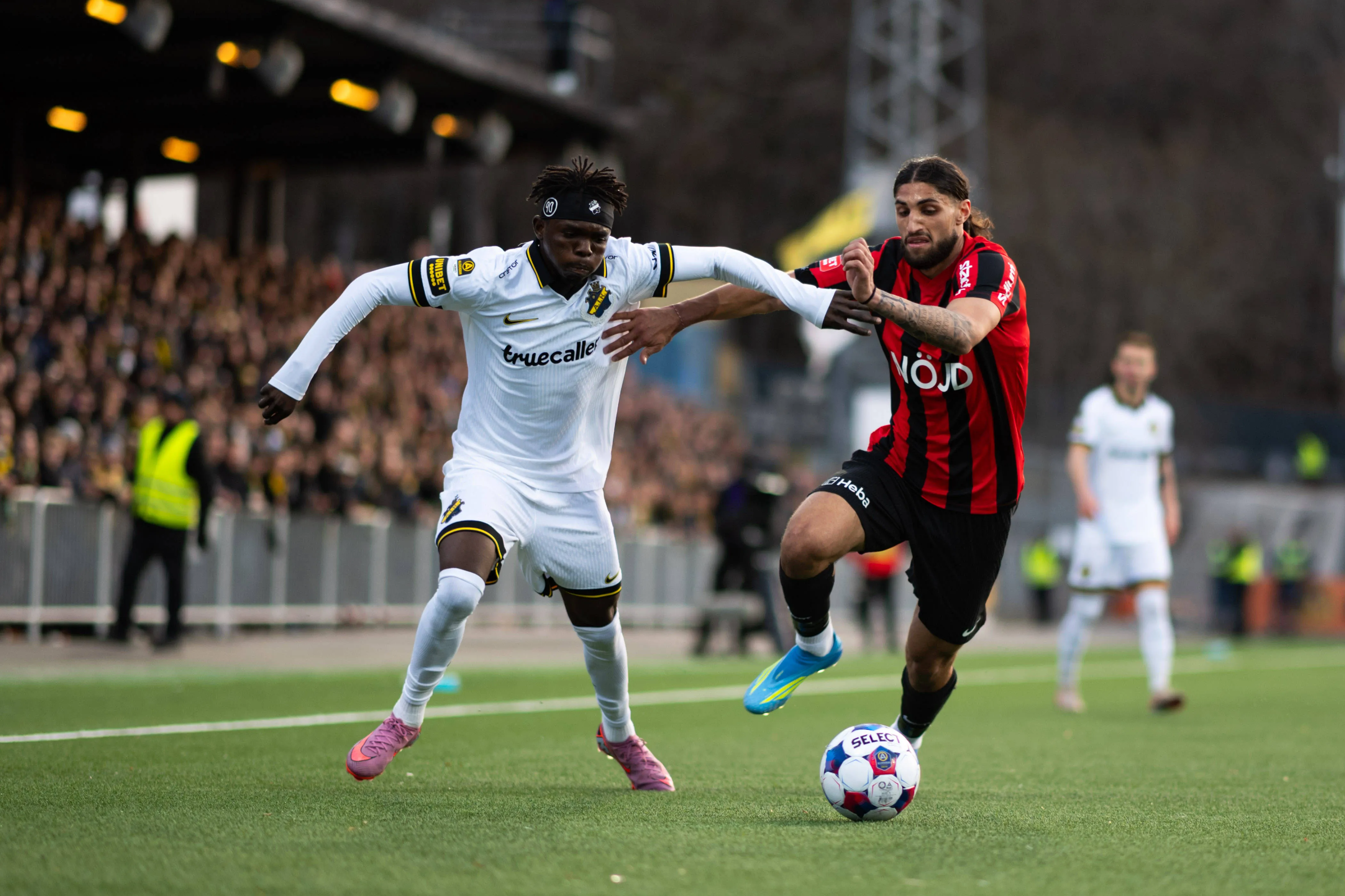 Zadok Yohanna 36 of AIK and Wilmer Olofsson 34 of AIK during the Allsvenskan soccer game between Brommapojkarna and AIK.