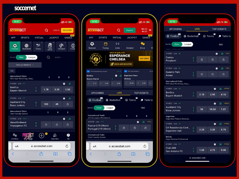 Accessbet mobile interface