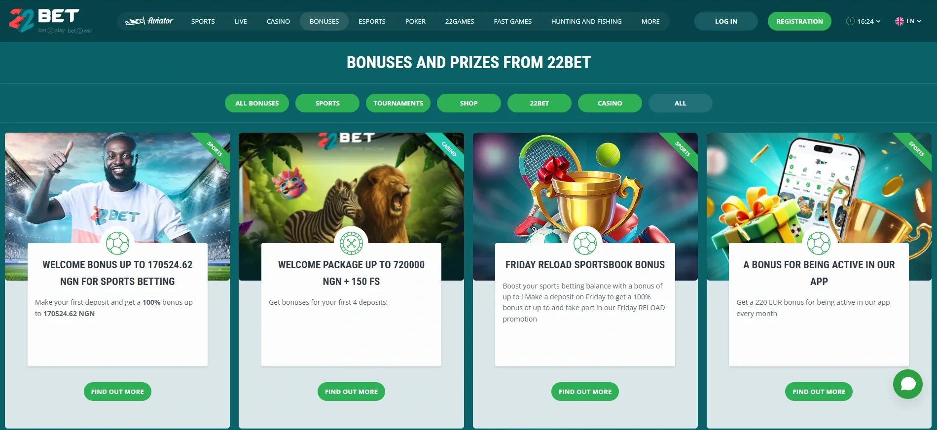 22bet welcome offers and ongoing promotions.