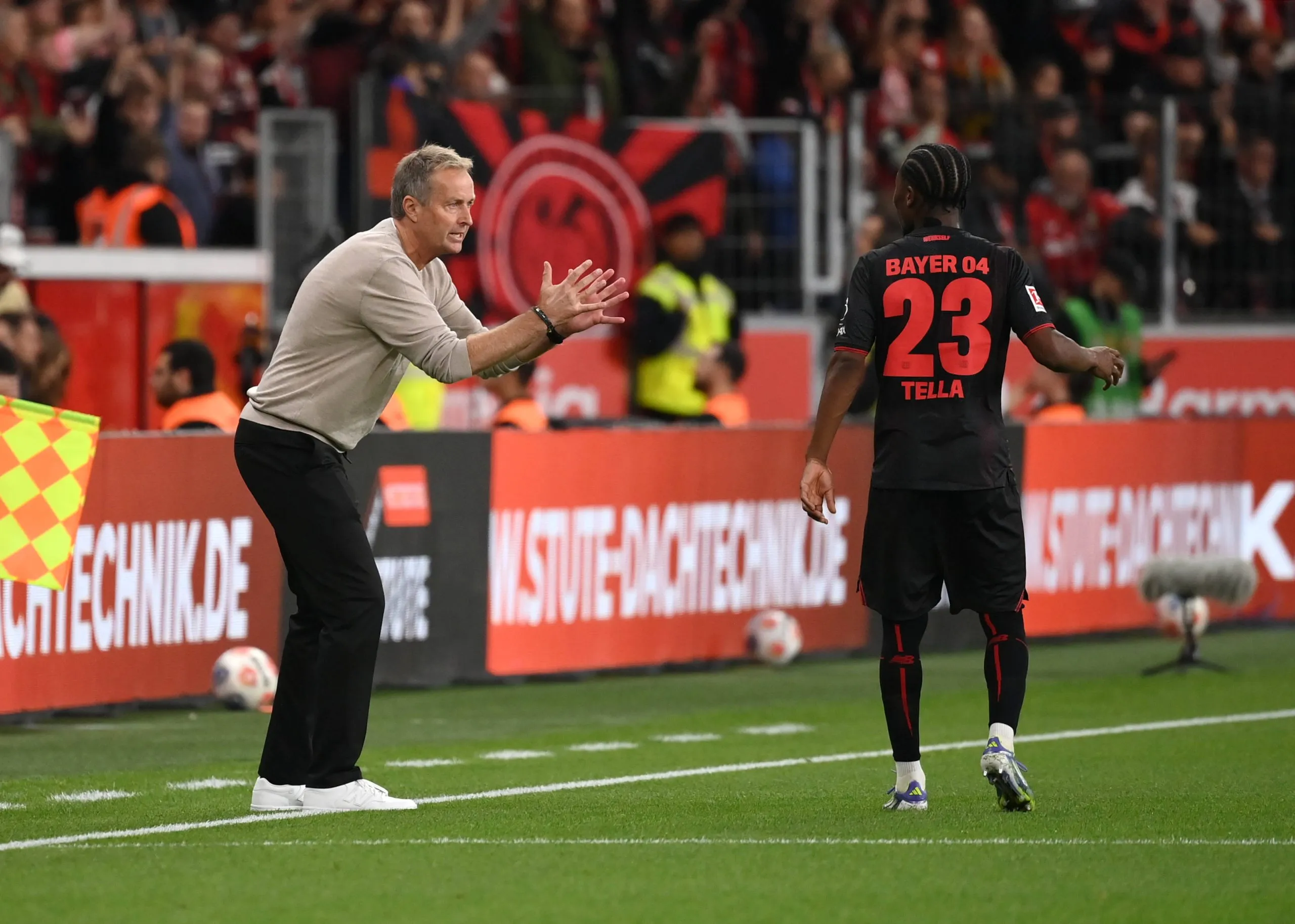 Kasper Hjulmand, Nathan Tella Bayer 04 Leverkusen