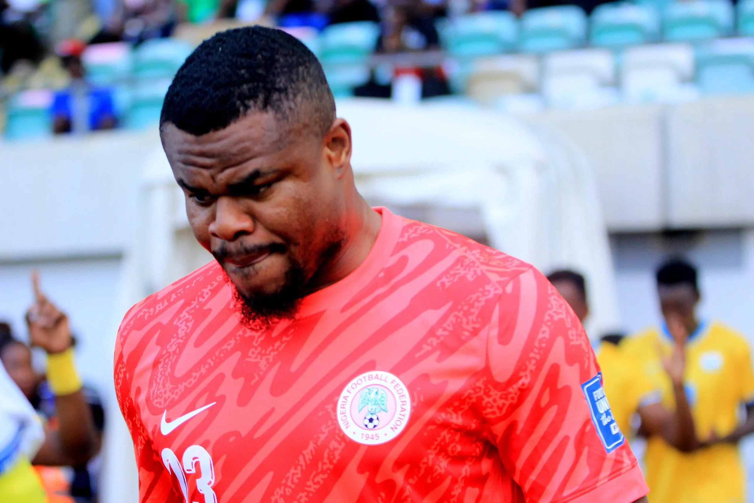Stanley Nwabali of Nigeria during the 2026 FIFA World Cup qualifying match between the Super Eagles of Nigeria and the Amavubi of Rwanda at the Godswill Akpabio Stadium on September 6, 2025