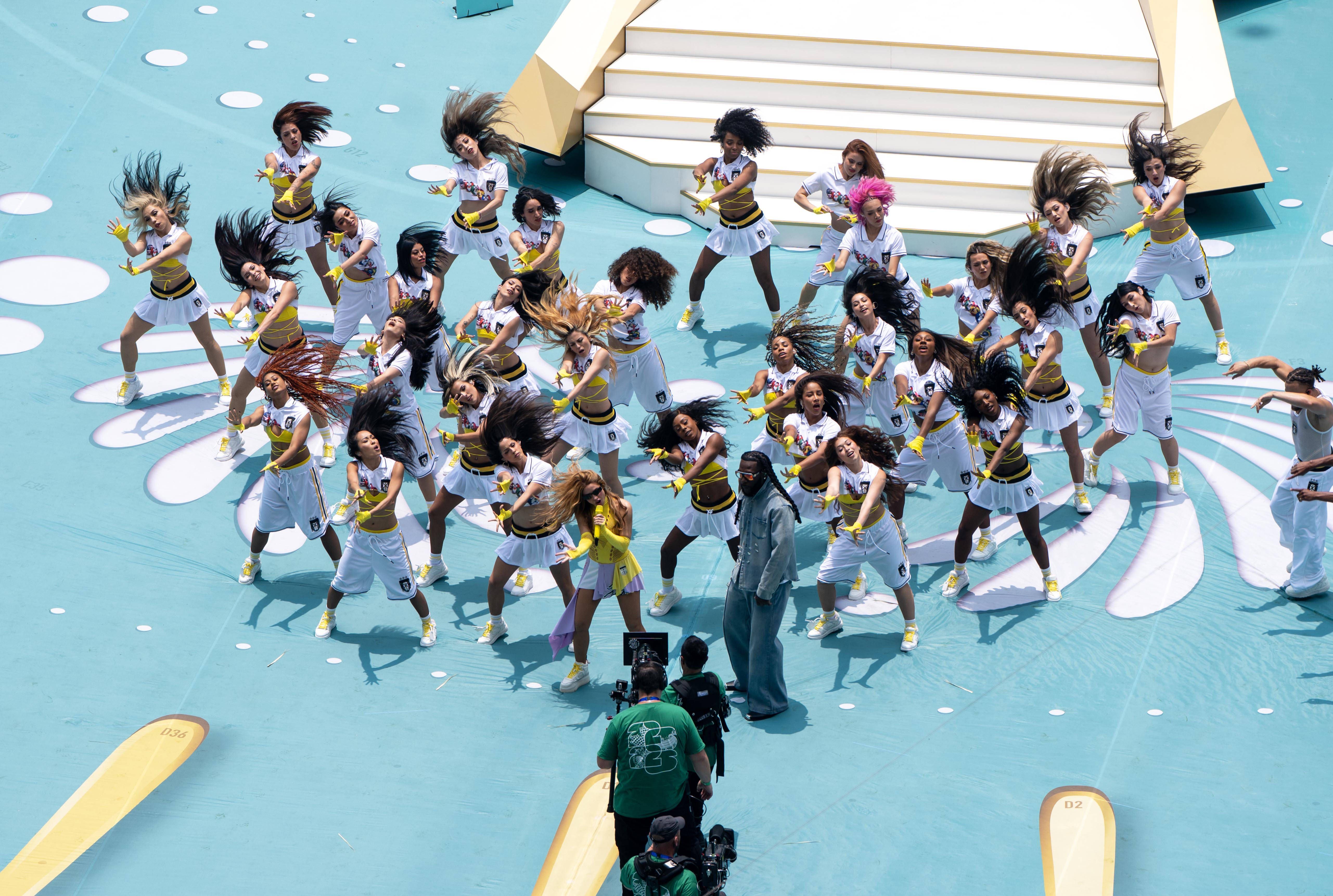 Shakira and Burna Boy with dancers at the opening 2026 FIFA World Cup ceremony