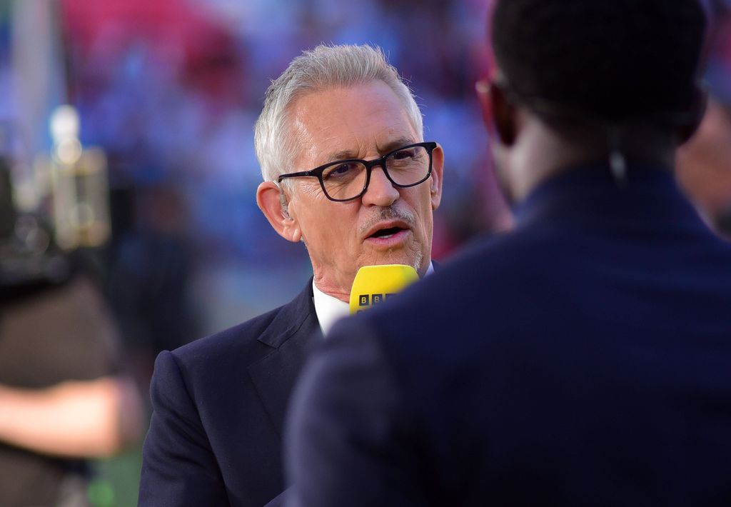 Gary Lineker of the BBC during the FA Cup Final match between Crystal Palace and Manchester City on 17th May 2025 at Wembley