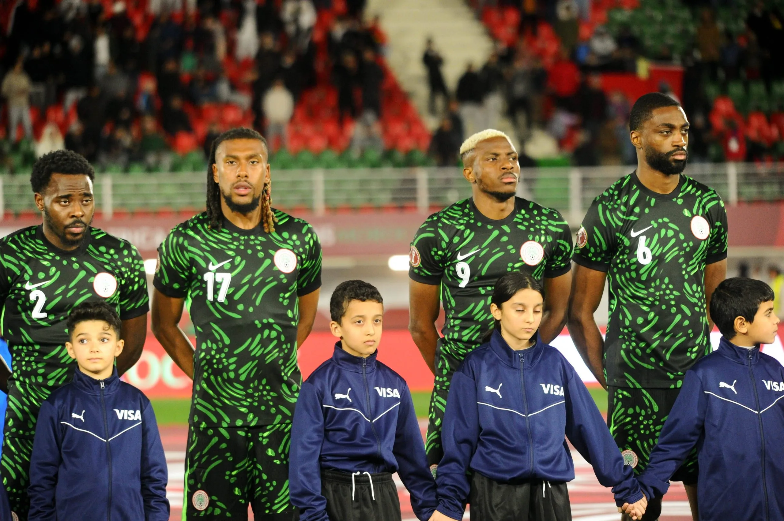 Victor Osimhen, Alex Iwobi, Bright Osayi-Samuel and Semi Ajayi during the Africa Cup of Nations AFCON match between Nigeria and Tanzania