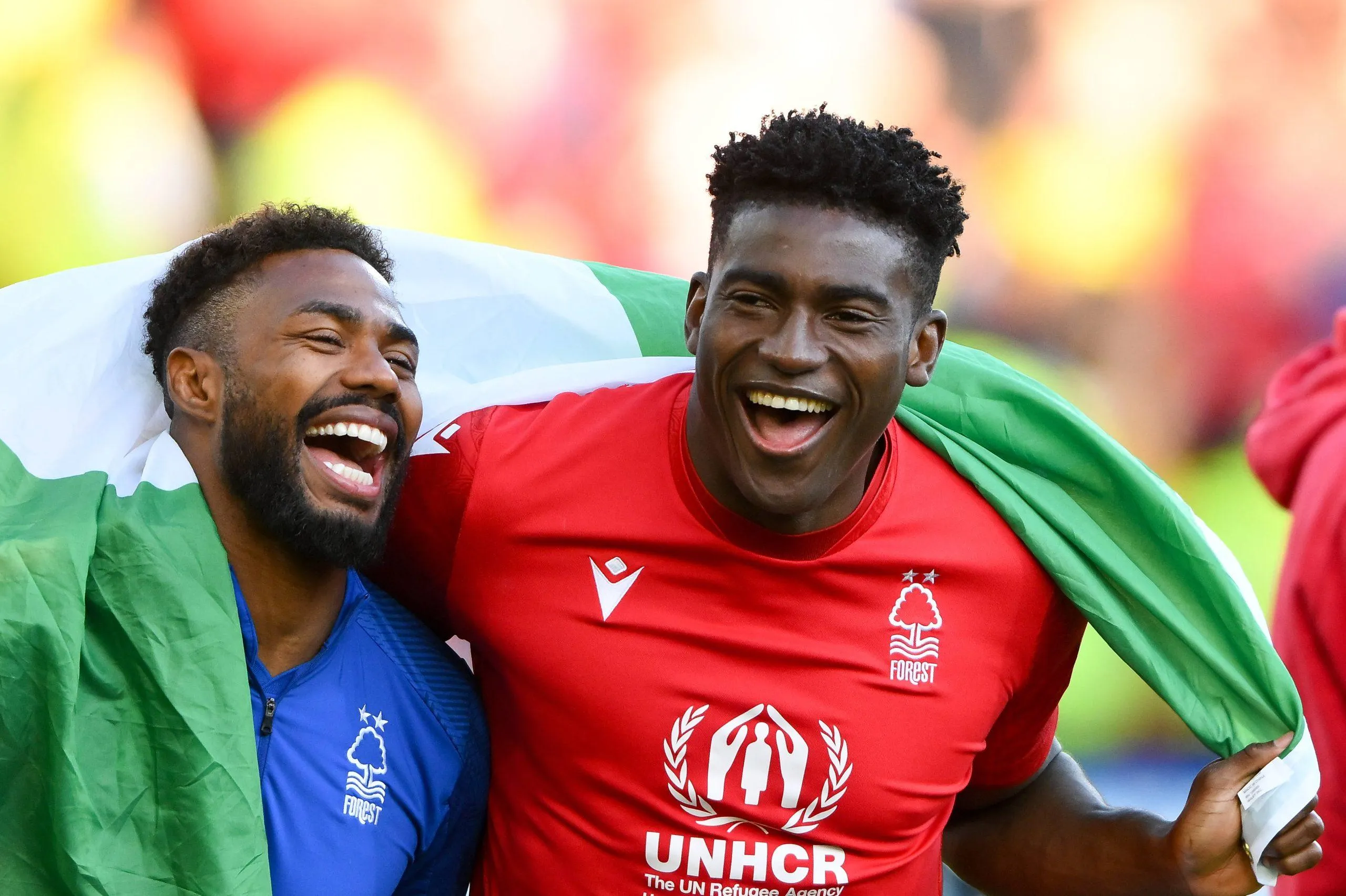 Emmanuel Dennis and Taiwo Awoniyi of Nottingham Forest