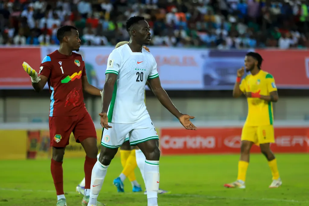 Akor Adams in the match between Super Eagles of Nigeria and Benin Republic at Godwill Akpabio Stadium