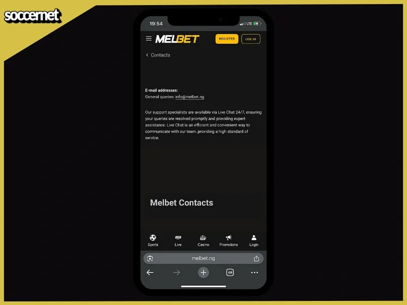 Melbet Nigeria customer support options on phone.