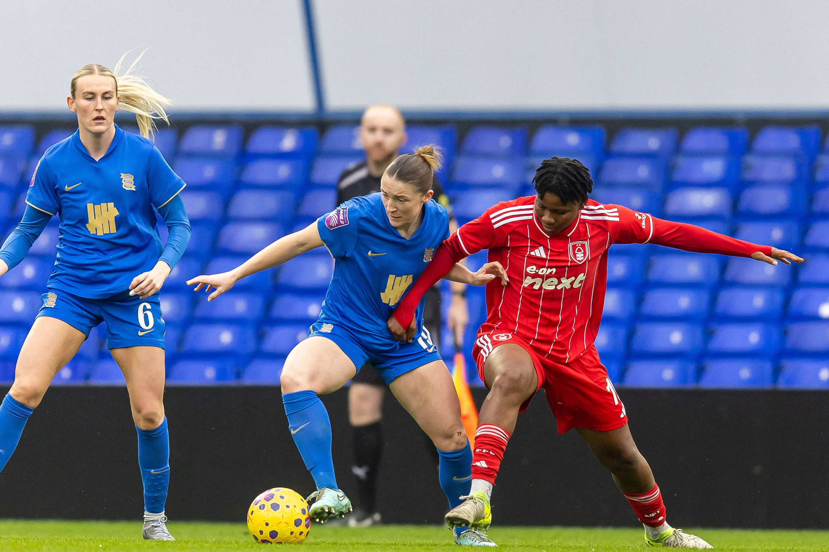BIrmingham City Women v Nottingham Forest Women, FA WSL 2 Birmingham City Women midfielder Chelsea Cornet 19 battles for possession with Nottingham Forest Women forward Joy Omewa 19 during the FA WSL 2 match between Birmingham City Women and Nottingham Forest Women at the St Andrew s  Knighthead Park, Birmingham, UK on 1 February 2026. Birmingham St Andrews  Knighthead Park West Midlands