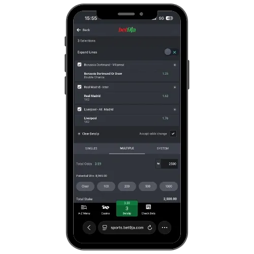 Bet9ja promotion code betslip with UCL matches to wager free bet bonus