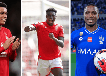 Brennan Johnson and Odion Ighalo react to Taiwo Awoniyi’s brace against Southampton