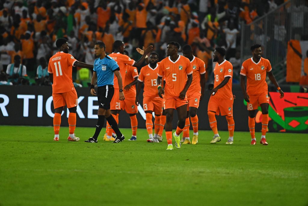 Ivory Coast Players Celebrating their first goal in first game of AFCON 2023, Ivory Coast vs Guinea Bissau