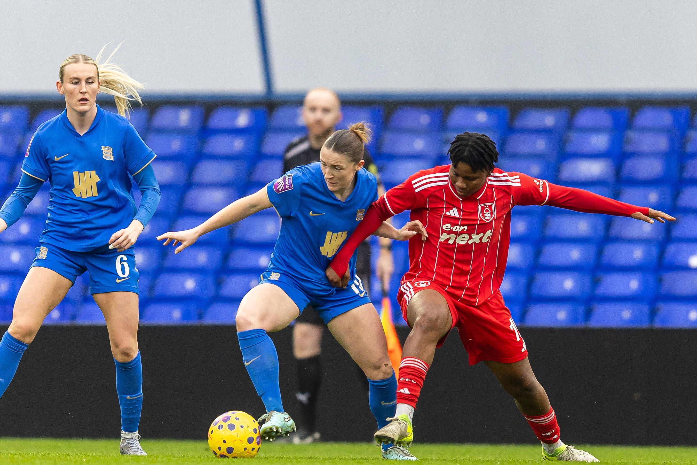 BIrmingham City Women v Nottingham Forest Women, FA WSL 2 Birmingham City Women midfielder Chelsea Cornet 19 battles for possession with Nottingham Forest Women forward Joy Omewa 19 during the FA WSL 2 match between Birmingham City Women and Nottingham Forest Women at the St Andrew s  Knighthead Park, Birmingham, UK on 1 February 2026. Birmingham St Andrews  Knighthead Park West Midlands