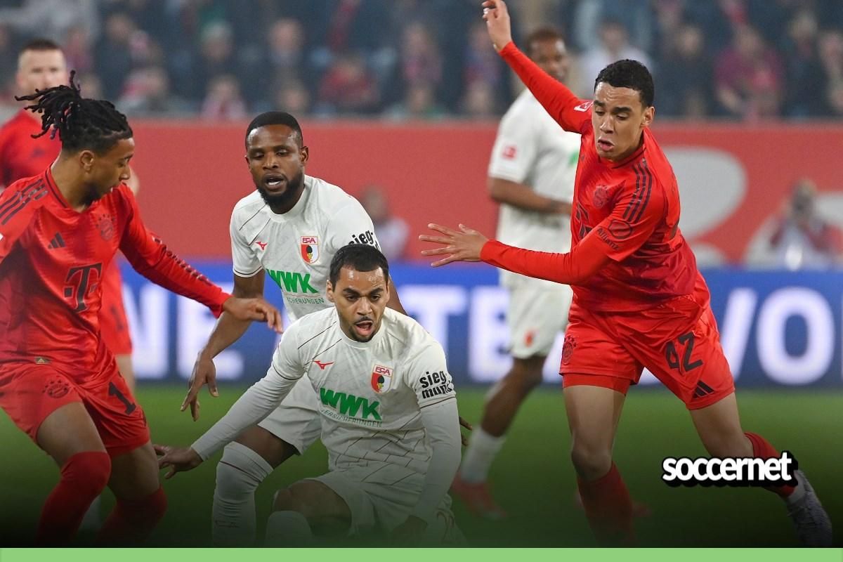 Michael Olise and Jamal Musiala in action with Super Eagles Frank Onyeka