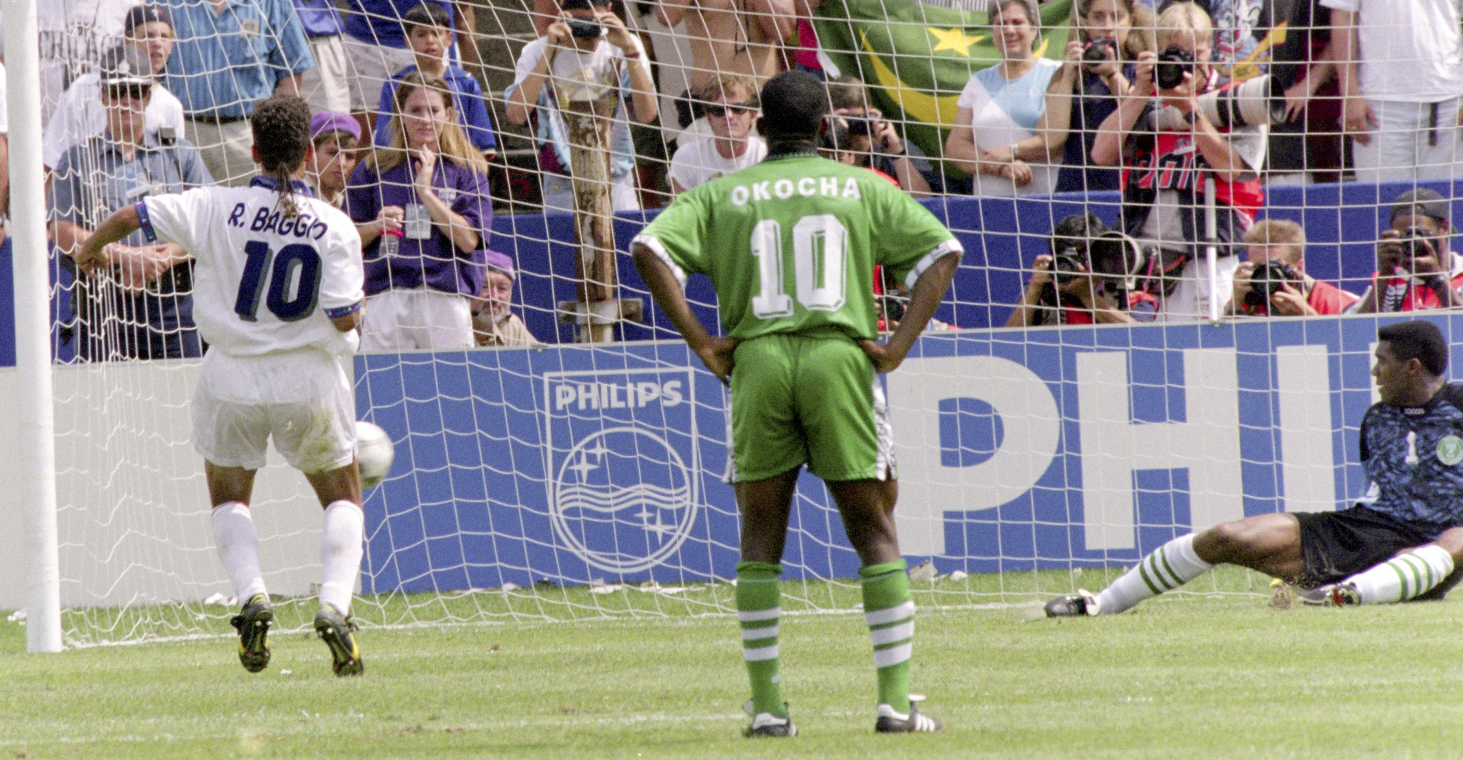 Former Super Eagles playmaker Austin Okocha at the 1994 World Cup vs Italy 