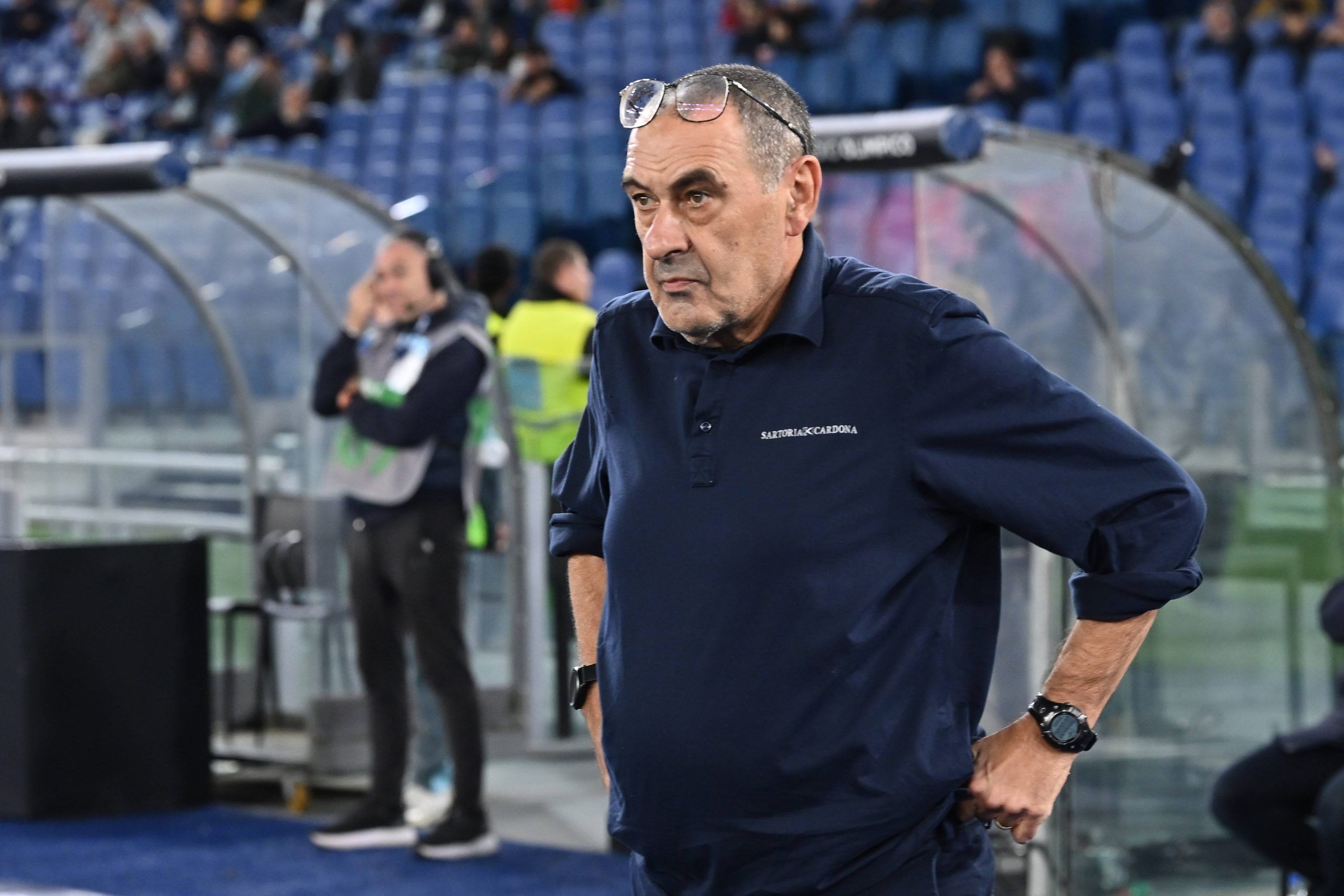 Maurizio Sarri, coach of S.S. Lazio, participates in the 10th day of the Serie A Championship between S.S. Lazio and Cagliari Calcio