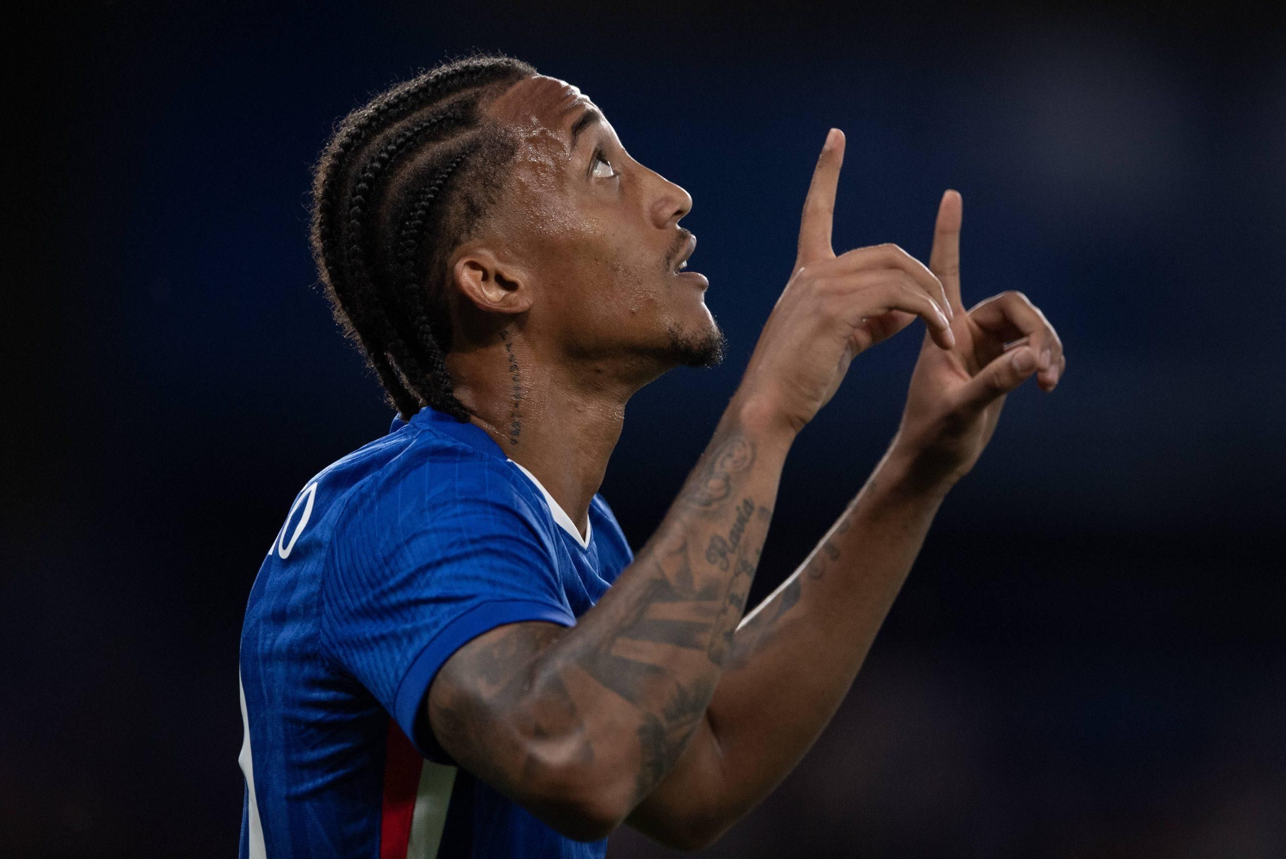 Joao Pedro of Chelsea celebrates scoring the second goal during the pre-season friendly match between Chelsea and Bayer Leverkusen
