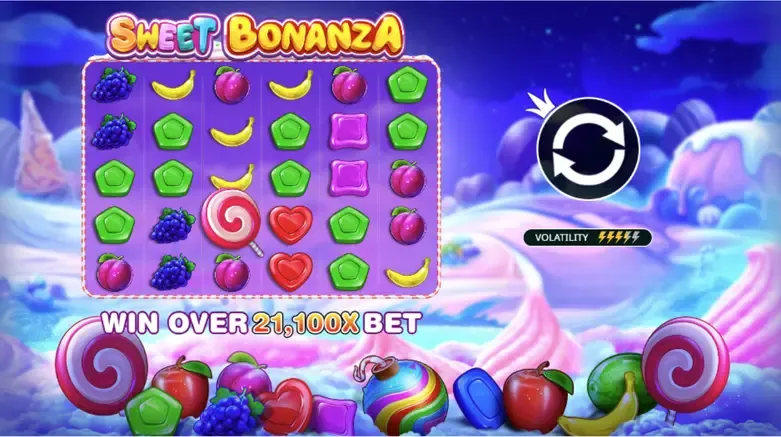 Sweet Bonanza online slots real money game with fruit, candy and multiplier symbols