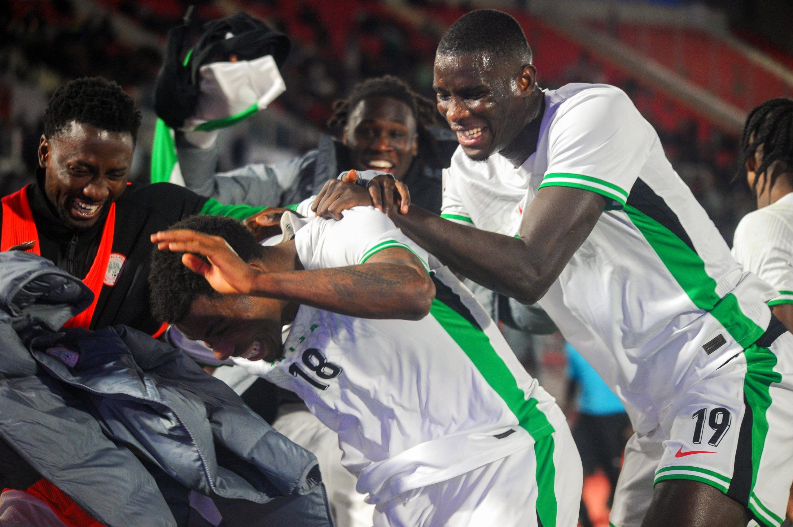 Super Eagles Raphael Onyedika, Paul Onuachu Wilfred Ndidi and Calvin Bassey of Nigeria
