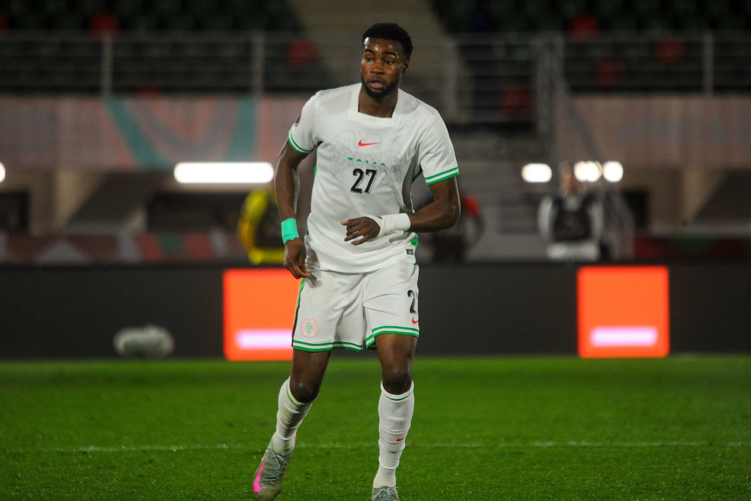 Ryan Alebiosu during the AFCON 2025 match between Uganda and Nigeria