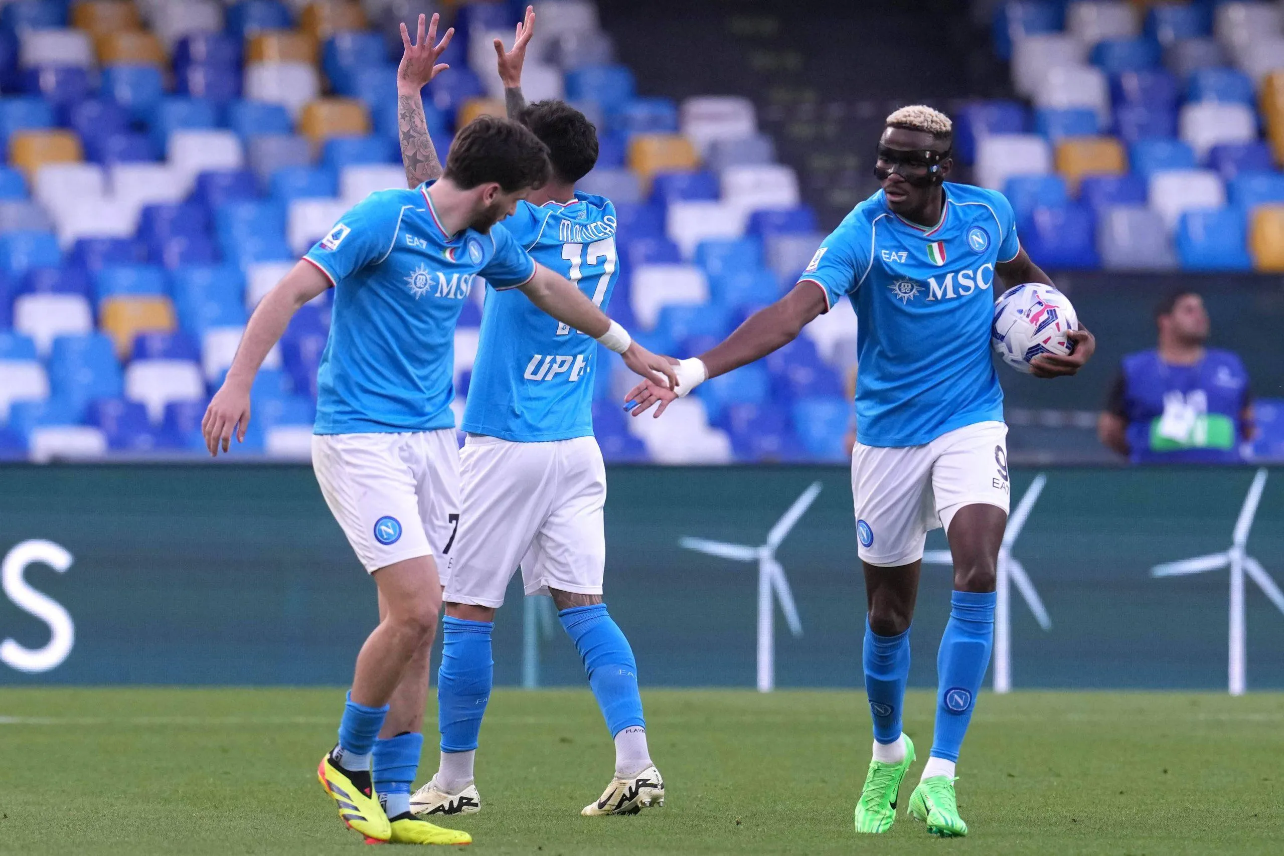 Victor Osimhen during the serie A TIM match between SSC Napoli and AS Roma at Stadio Diego Armando Maradona