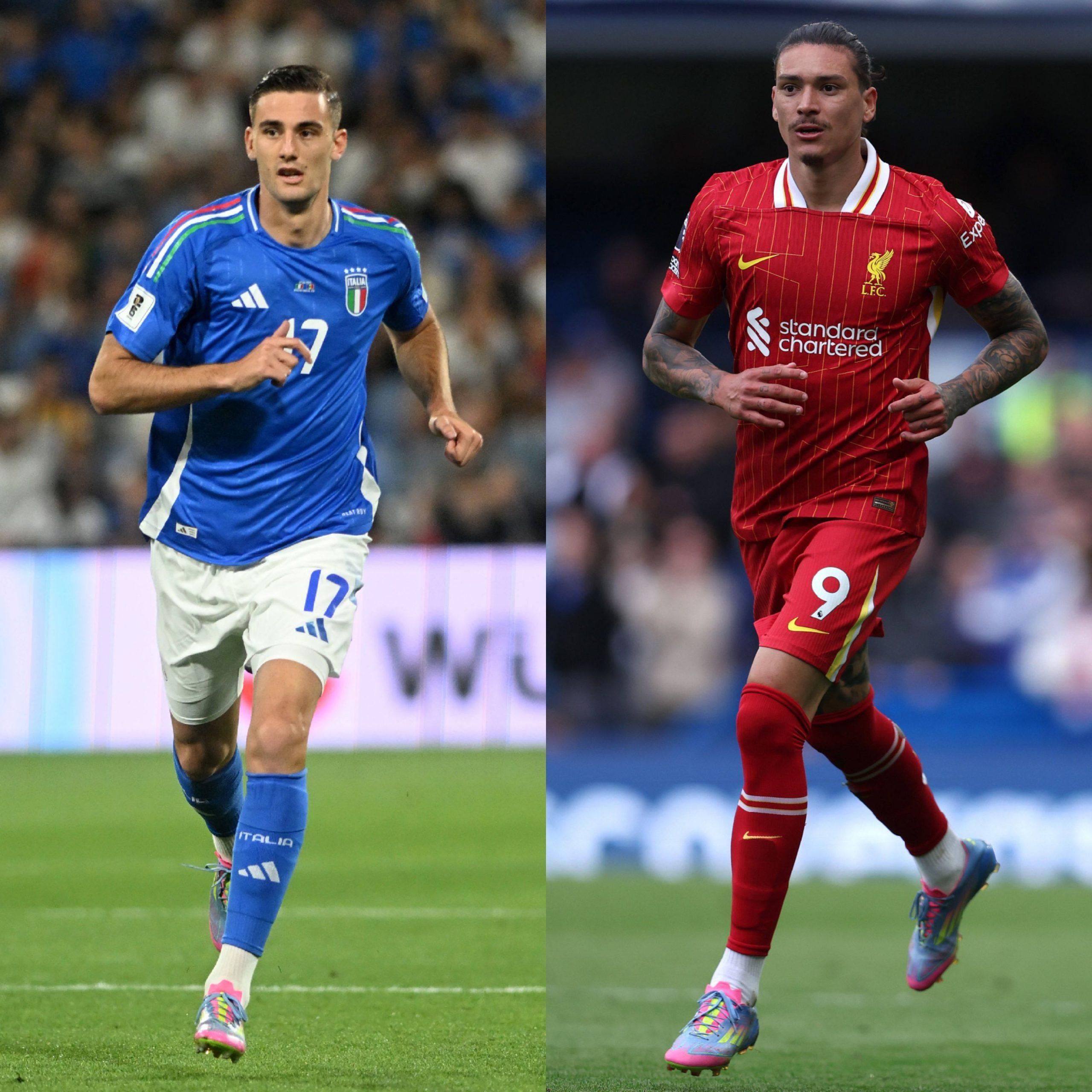 Napoli targets Lorenzo Lucca (L) and Darwin Nunez (R)