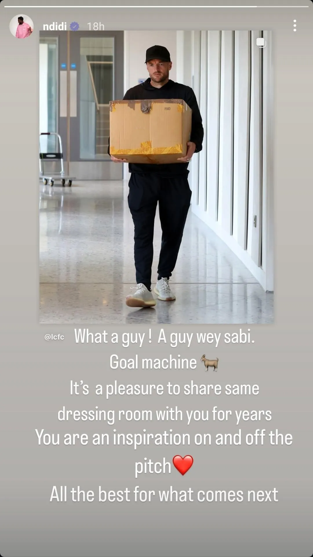 Wilfred Ndidi's message to Jamie Vardy