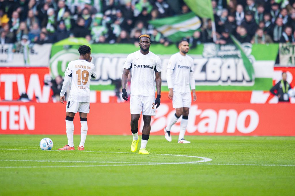 Nathan Tella, Victor Boniface, Jonathan Tah of Leverkusen