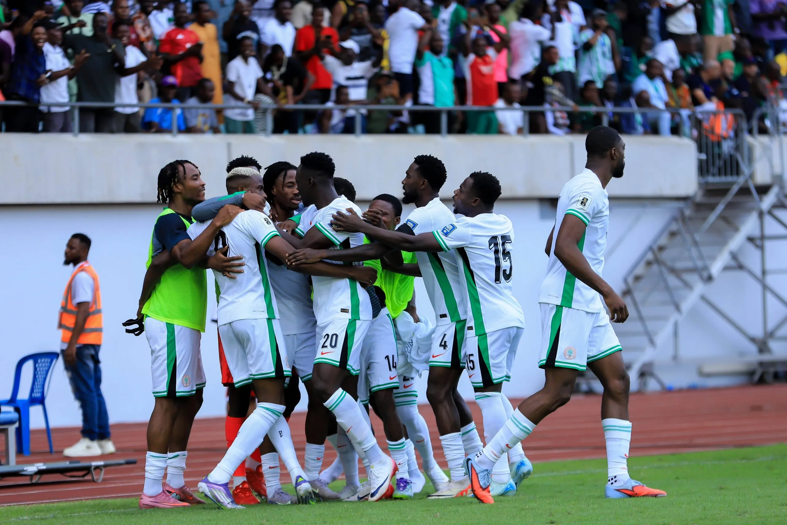 Victor Osimhen celebrate with team mates during the 2026 FIFA World Cup Qualifier match between Super Eagles of Nigeria and Benin Republic at Godwill Akpabio Stadium
