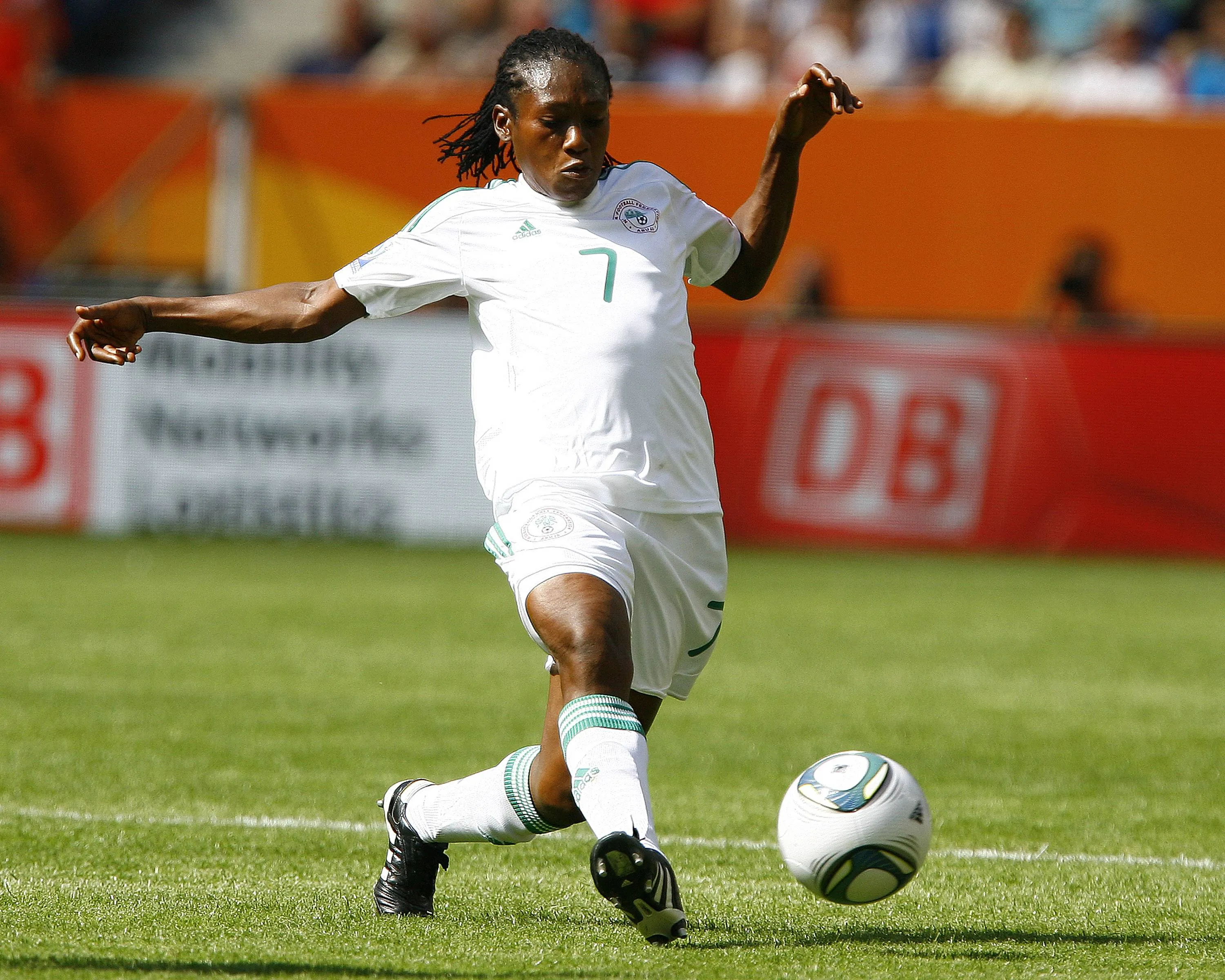 Stella MBACHU on the ball for Nigeria
