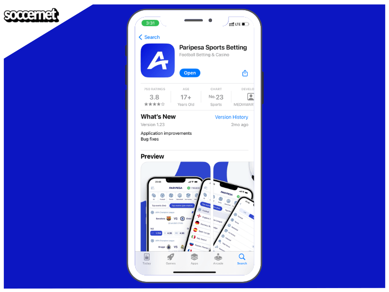 PariPesa iOS app in the Apple App Store