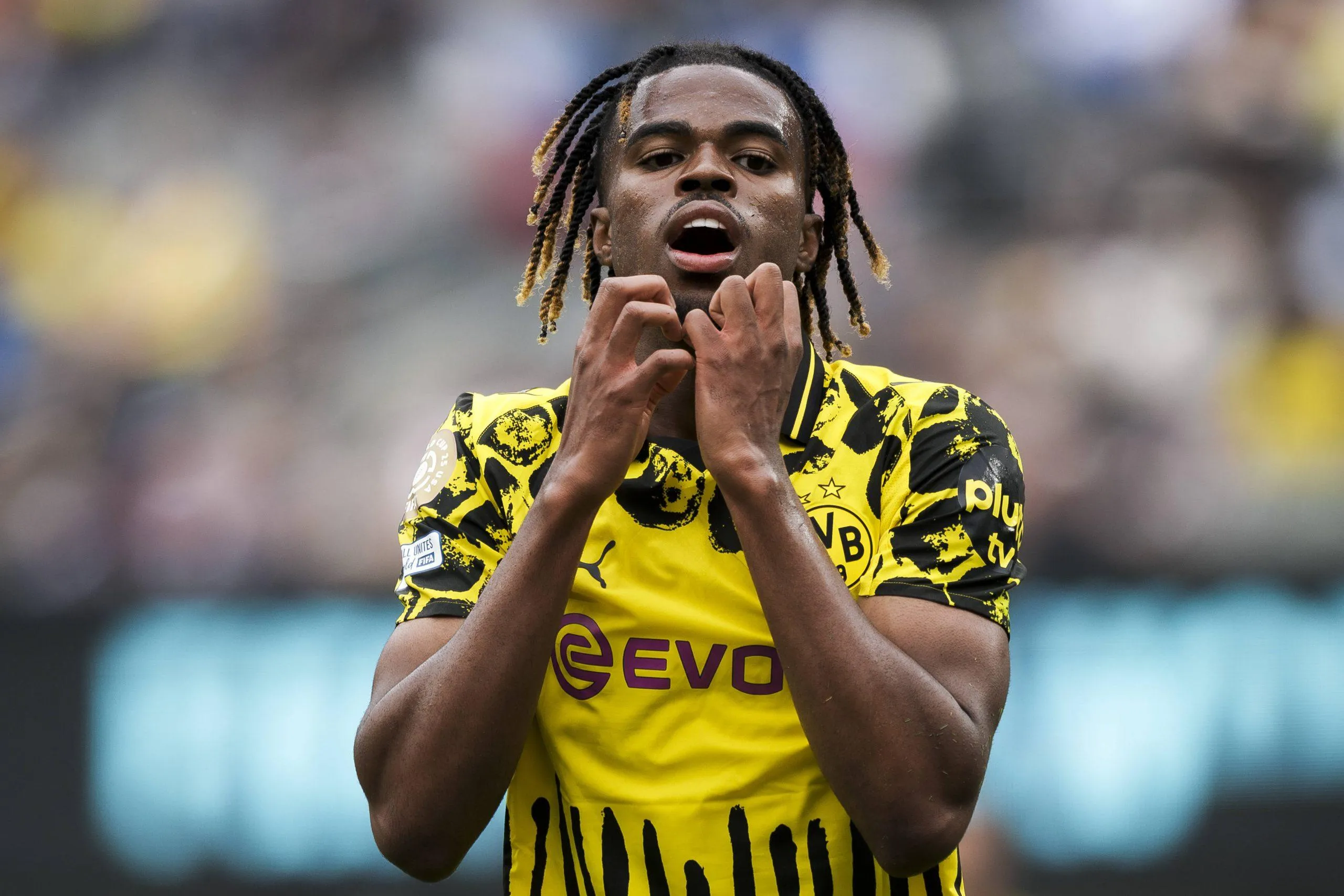 Carney Chukwuemeka of Borussia Dortmund looks dejected during the FIFA Club World Cup football match between Fluminense FC and Borussia Dortmund