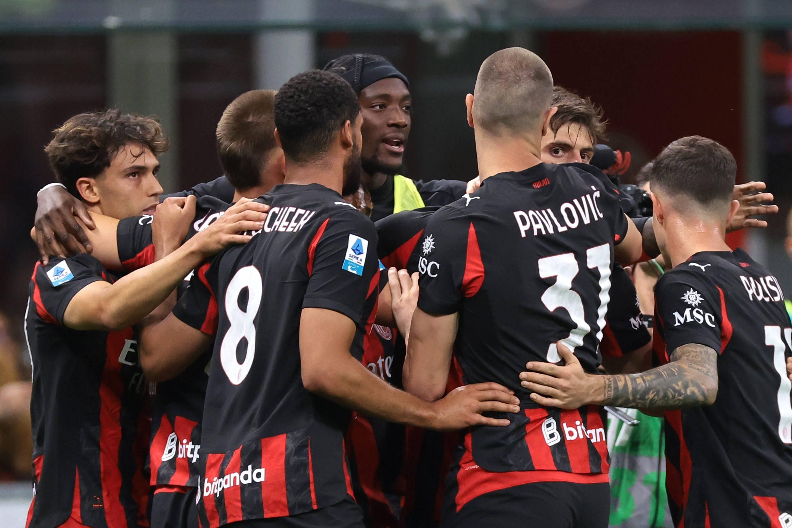 Matteo Gabbia of AC Milan celebrates with team mates