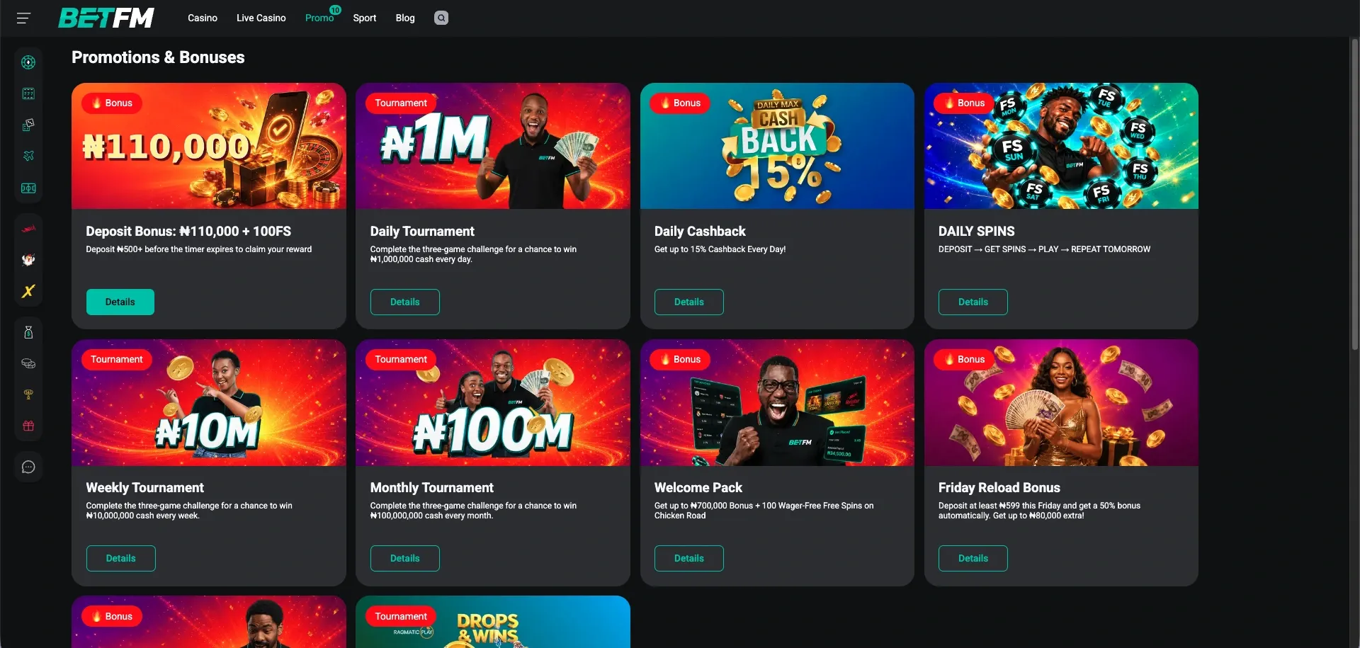 BetFM Free Spins offers