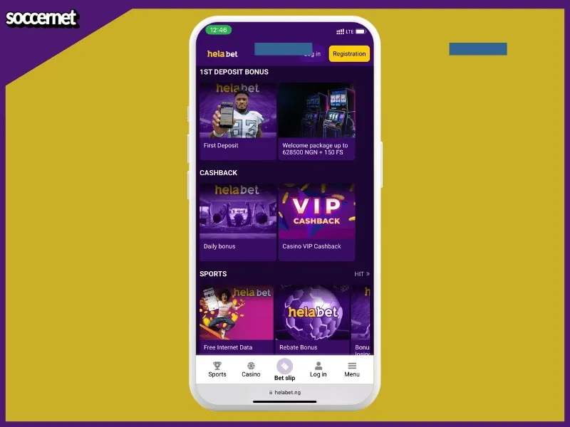 Helabet welcome bonus on mobile screen and other promos