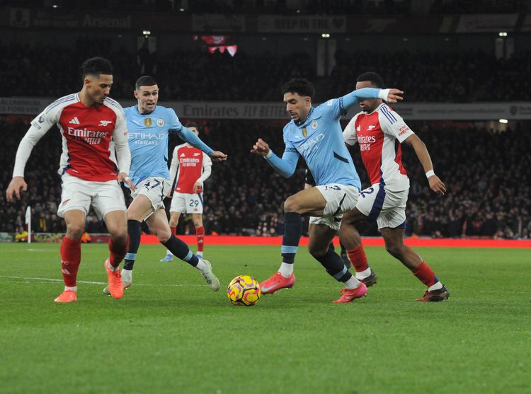 Nathaniel Bassey reacts to Arsenal’s victory over Manchester City
