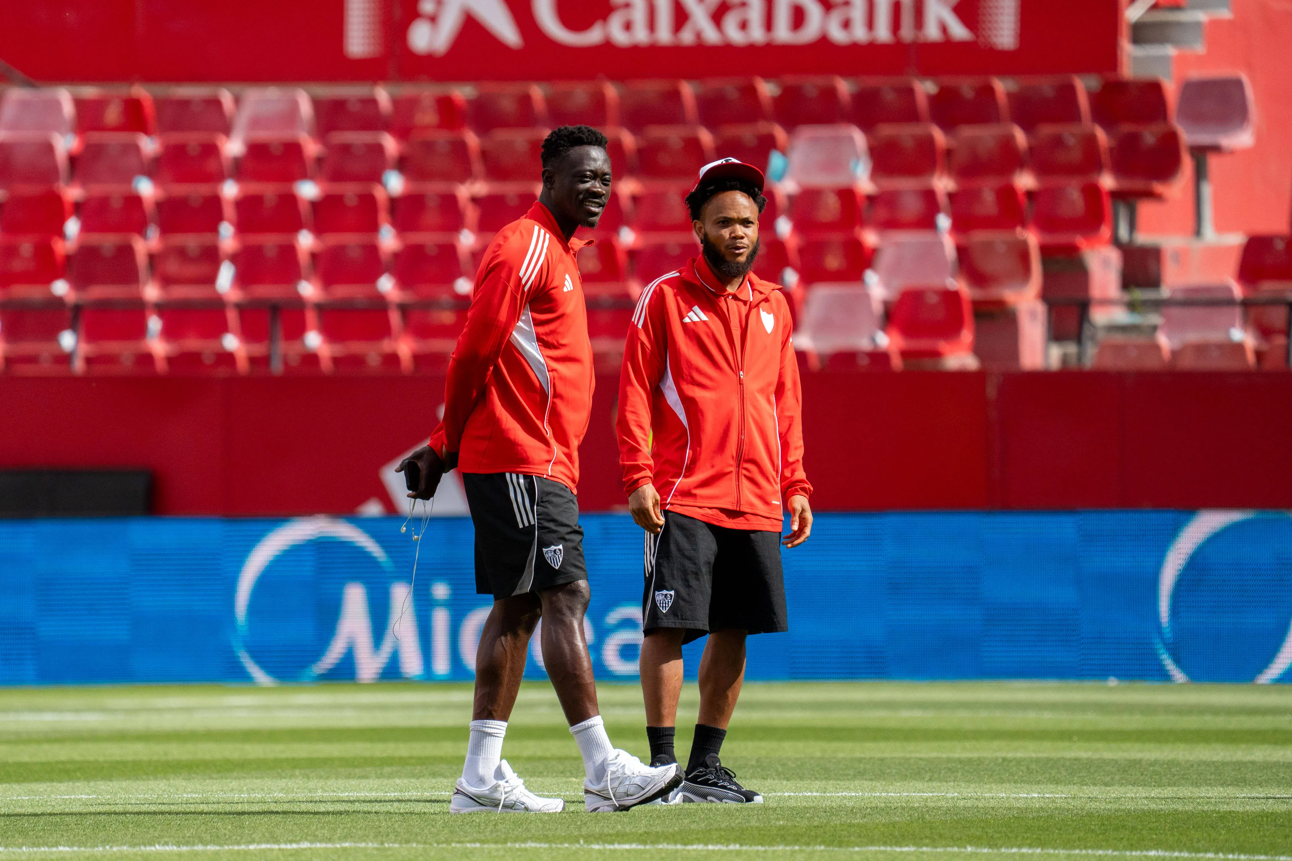 Super Eagles and Sevilla stars Chidera Ejuke and Akor Adams 