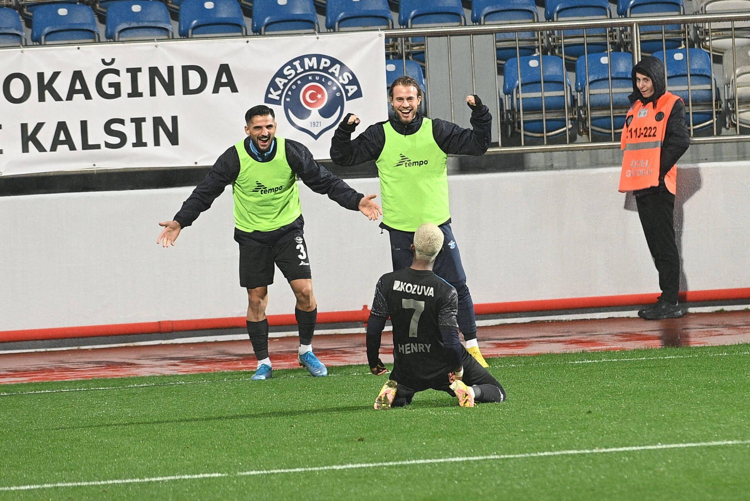 Henry Onyekuru of Adana Demirspor celebrates after scoring a goal