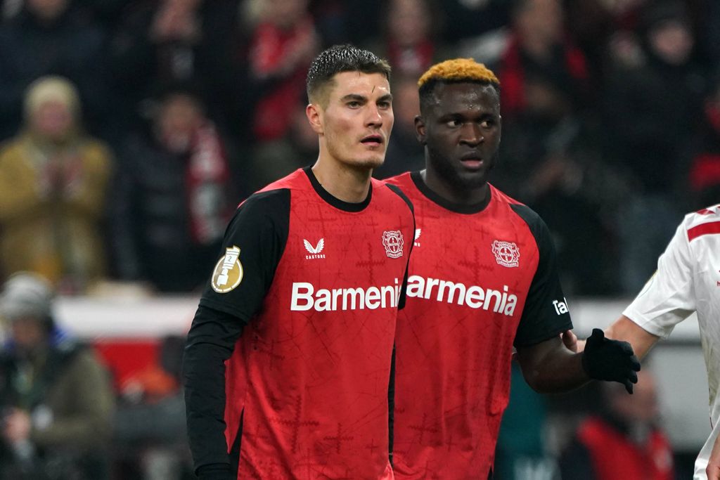 Patrik Schick and Victor Boniface Bayer 04 Leverkusen