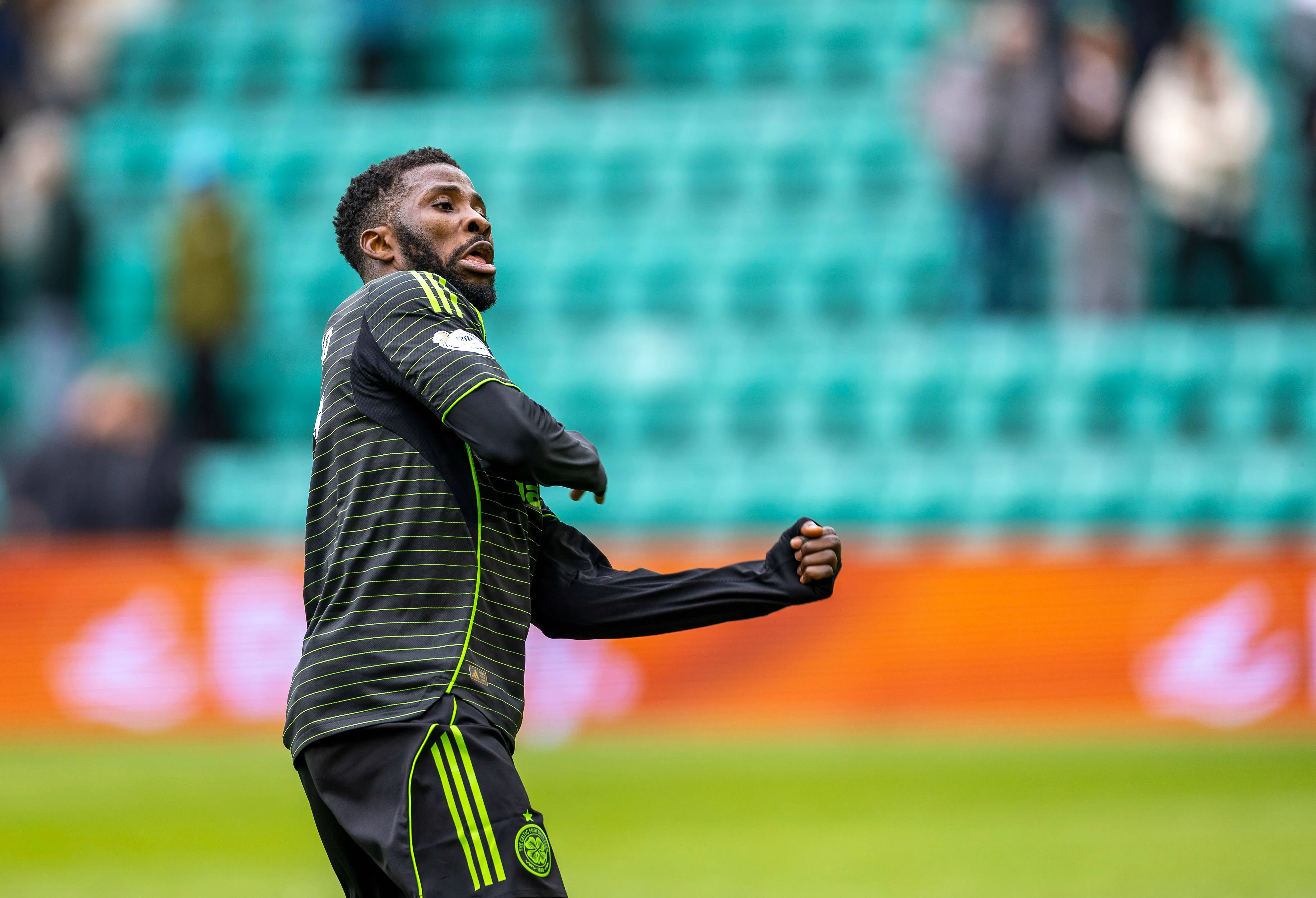 Kelechi Iheanacho of Celtic celebrates after his goal wins the match