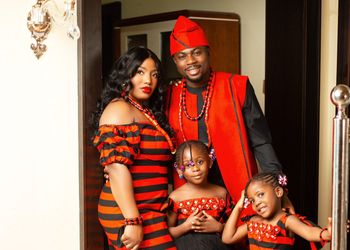 Pictures: AFCON-bound Moses Simon celebrates eighth wedding anniversary with wife